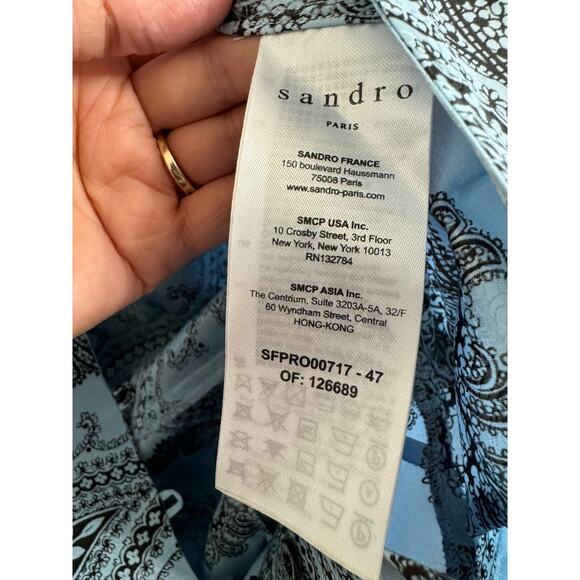 Sandro Paris Printed Silk Beane Jacquard Button Down A Line Midi Dress Classic S - Picture 15 of 16